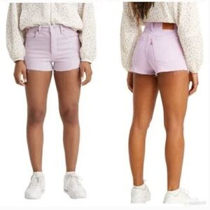 LEVI’S Ribcage Shorts Lavender Purple Button Fly Frayed Hem Womens Size 26 NWT